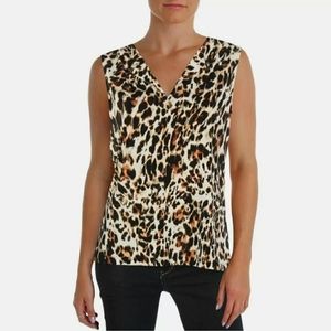 Calvin Klein Leopard Print Sleeveless VNeck Top